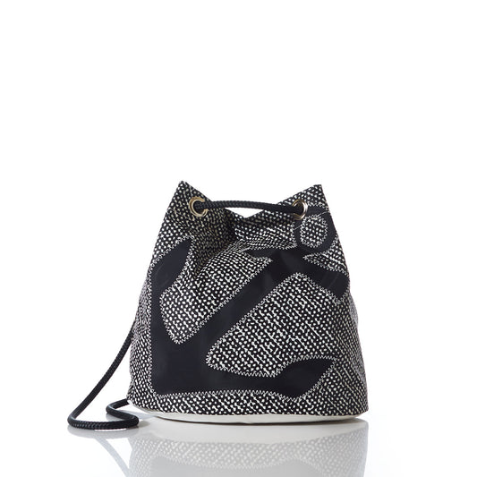 Black Anchor on Barnacle Print Convertible Bucket Bag