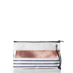 Rose Gold-on-Navy Mariner Stripe Large Wristlet