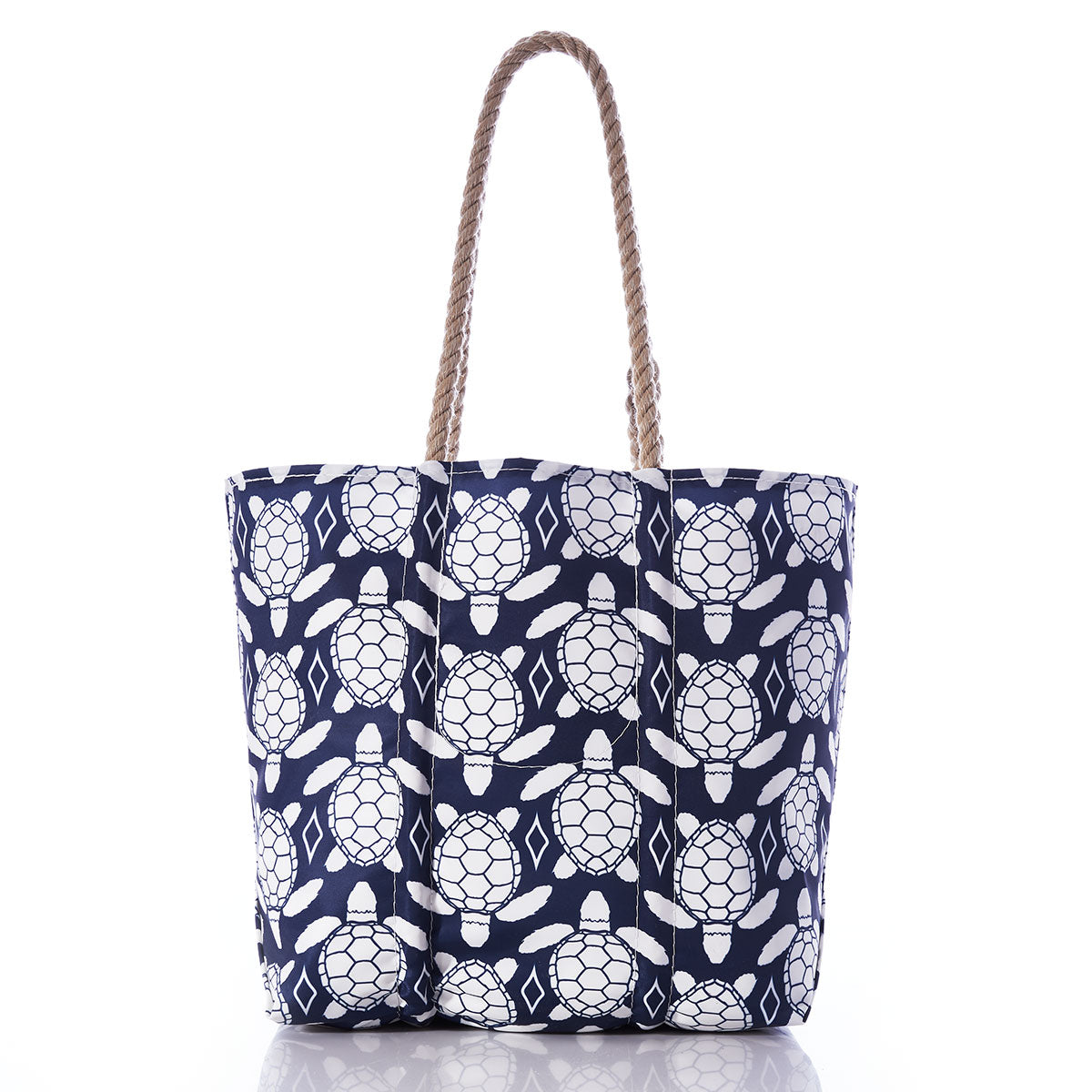White-on-Navy Sea Turtle Medium Tote Alternate Image 1