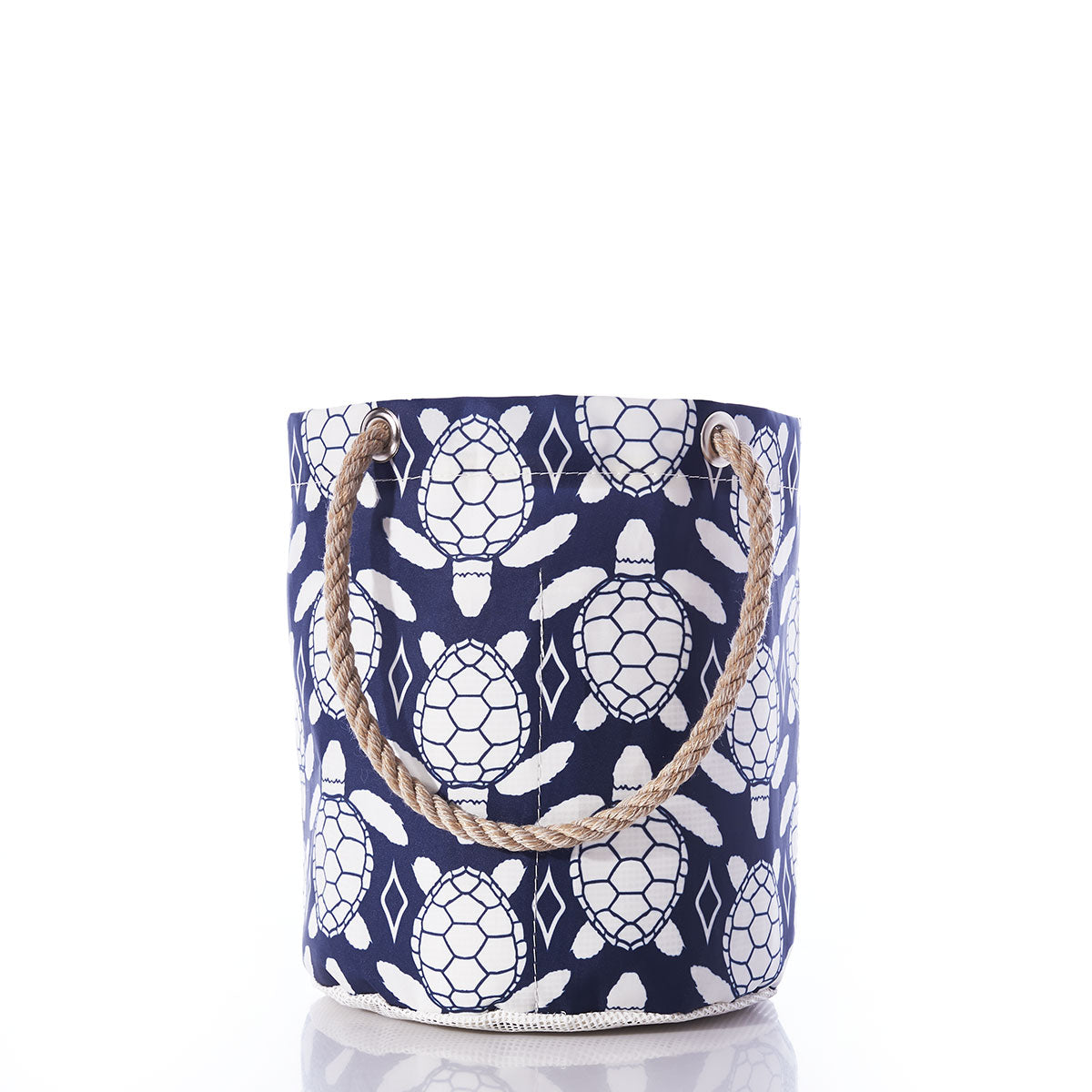 White-on-Navy Sea Turtle Beachcomber Bucket Bag