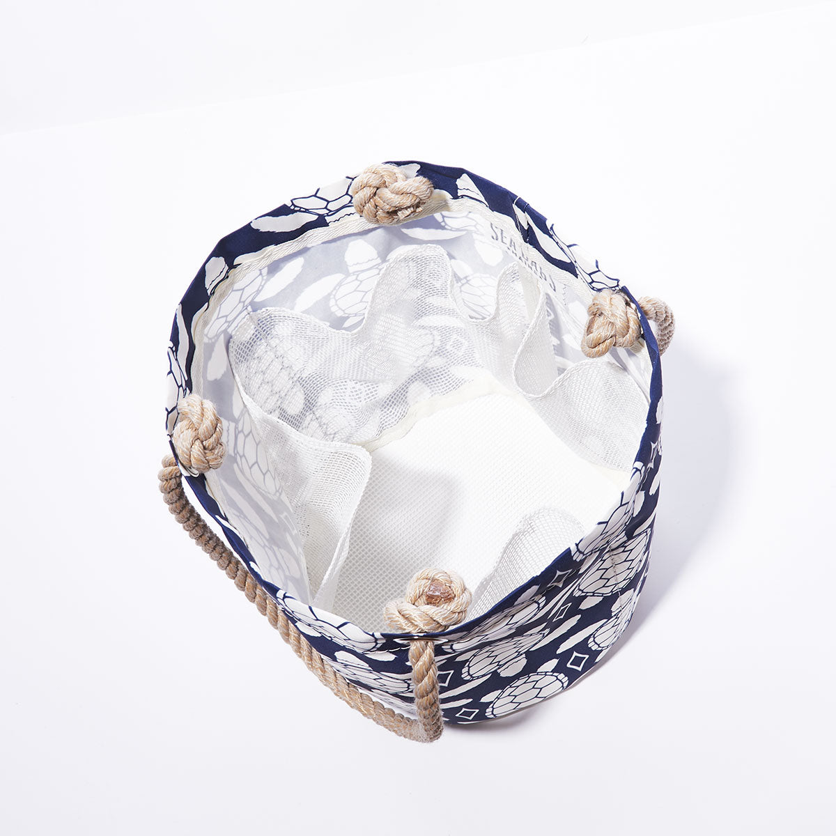 White-on-Navy Sea Turtle Beachcomber Bucket Bag Alternate Image 1