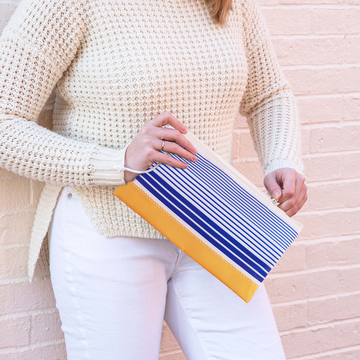 Blue Stripe Large Wristlet Alternate Image 2