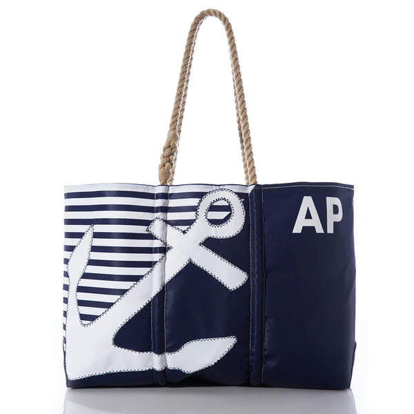 Custom Monogram Breton Stripe Anchor Large Tote – Sea Bags