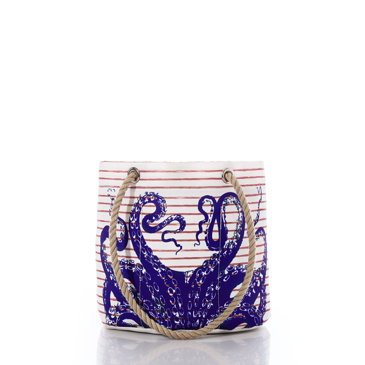Blue Octopus on Red Mariner Stripe Essential Handbag