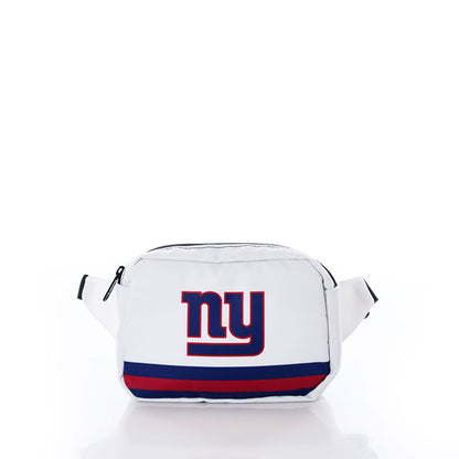 The Sea Bags New York Giants Belt Bag features a zippered pocket and displays the teams logo in bold blue and red, accented with a blue and red stripe at the bottom. Combining sporty flair with everyday convenience, this stylish belt bag is perfect for Giants fans. by Sea Bags