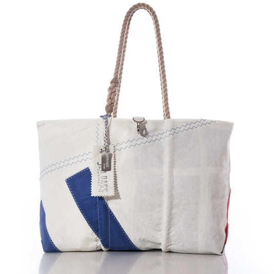 Vintage Blue and White Large Tote