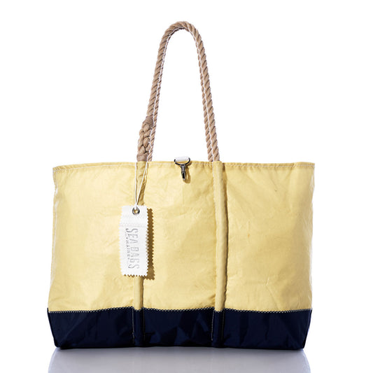 Vintage Yellow and Navy Ogunquit Beach Tote