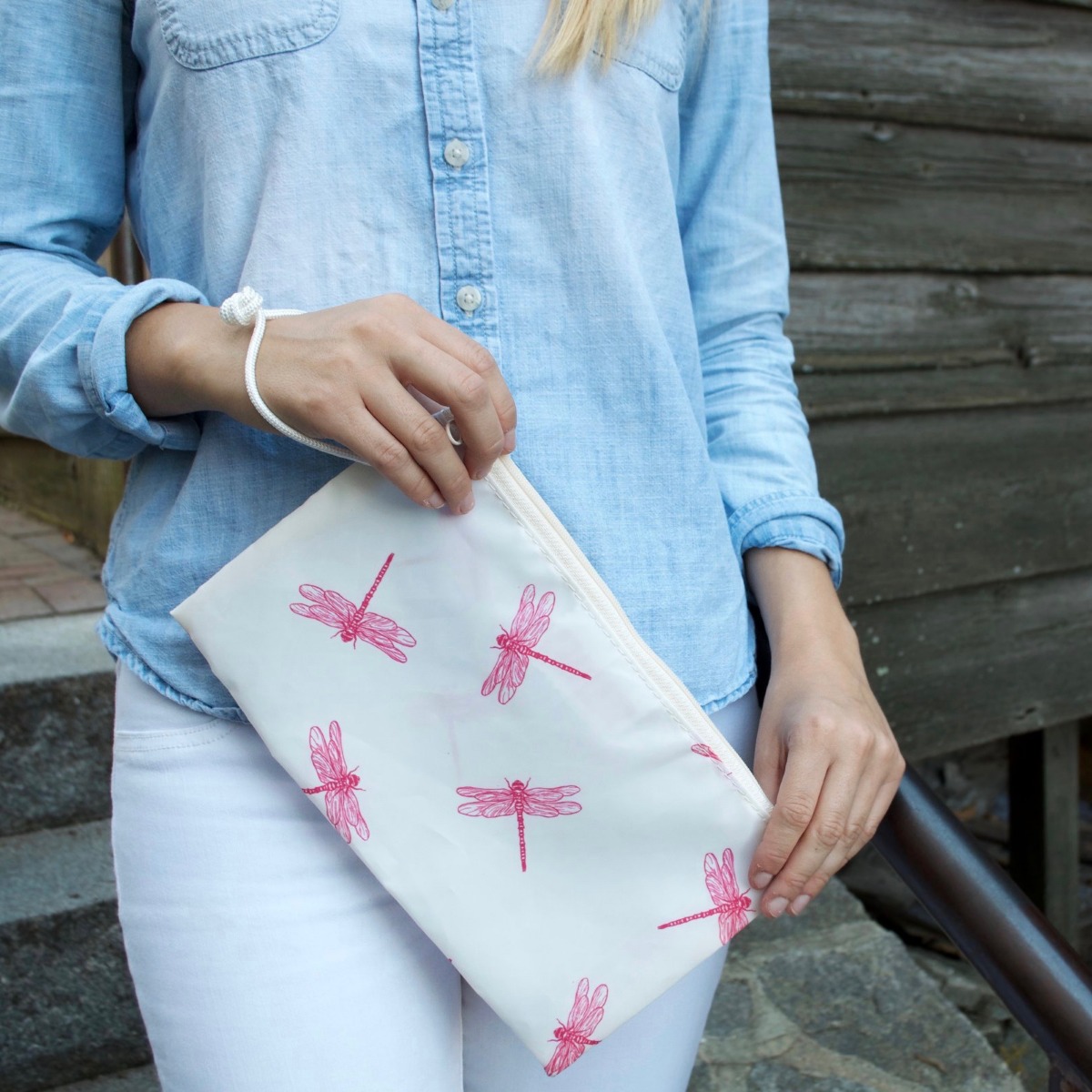Sea Bags' Pink Dragonfly Cure Large Wristlet