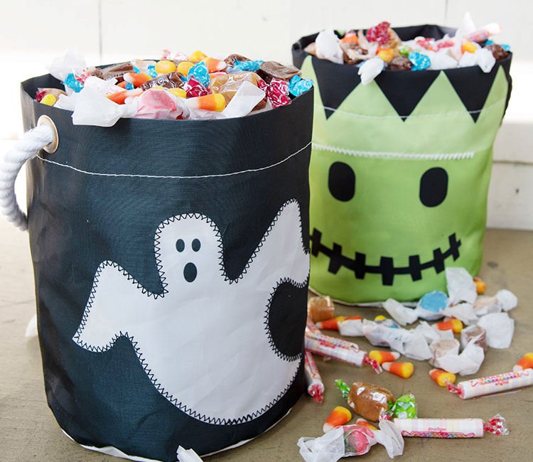 Decorative Halloween Buckets made from recycled sails