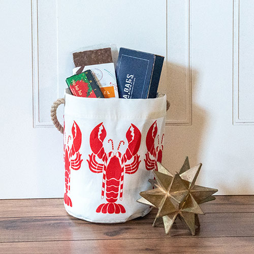 Recycled Sail Cloth Holiday Lobster Bucket Bags