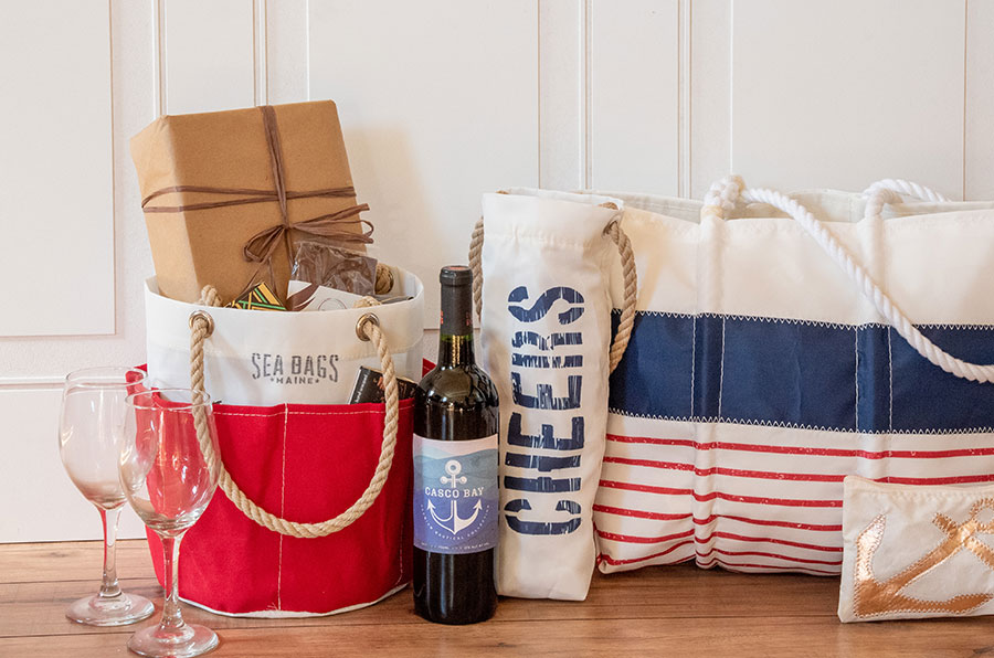 For the party host - recycled sail cloth wine bag