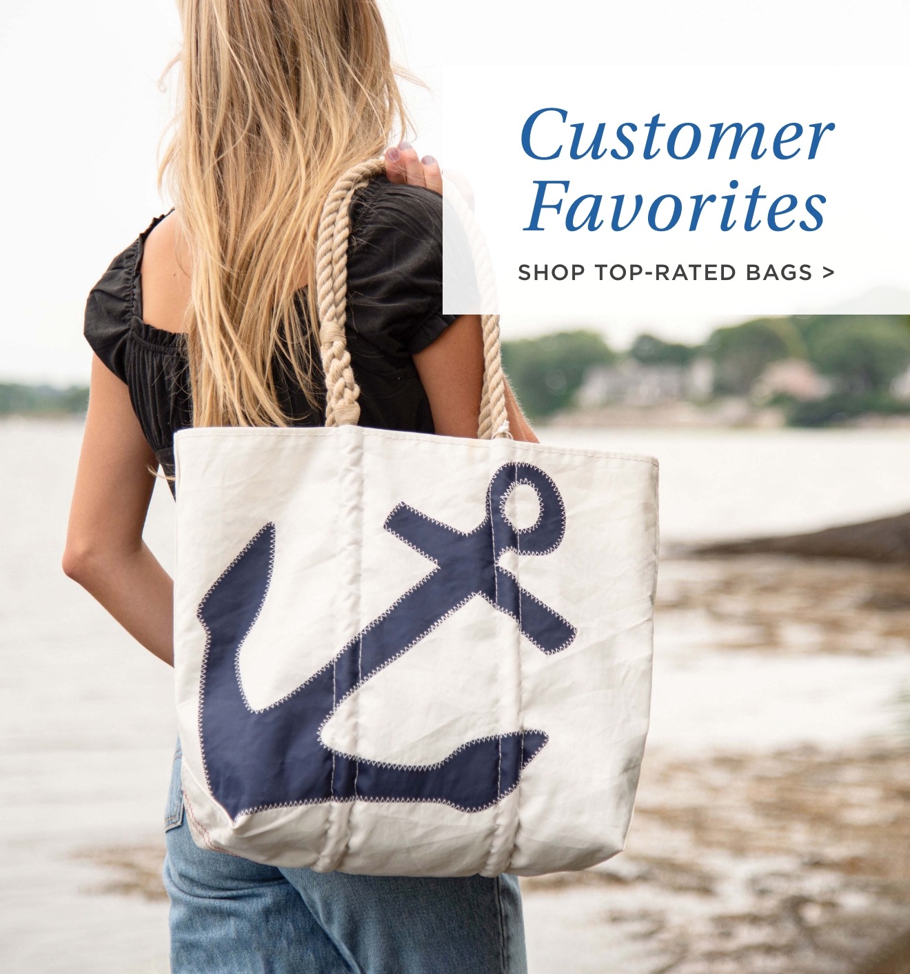 Customer Favorites Model with Navy Anchor Tote
