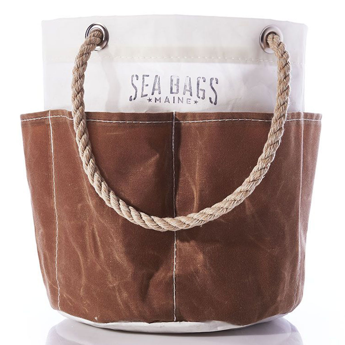 tan recycled sail cloth tool bucket