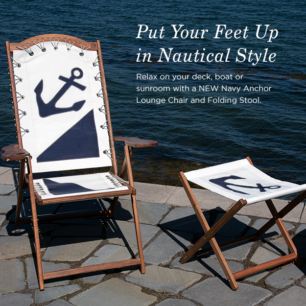 Put for feet up in nautical style - Shop New Navy Anchor Lounge Chairs