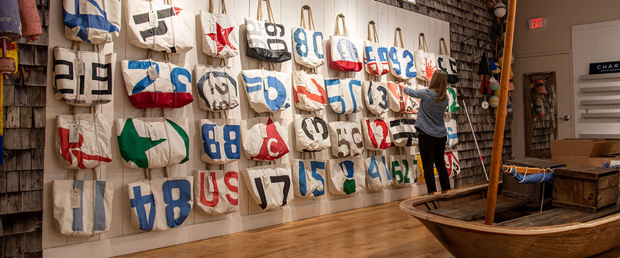Wall in Flagship Store with recycled materials