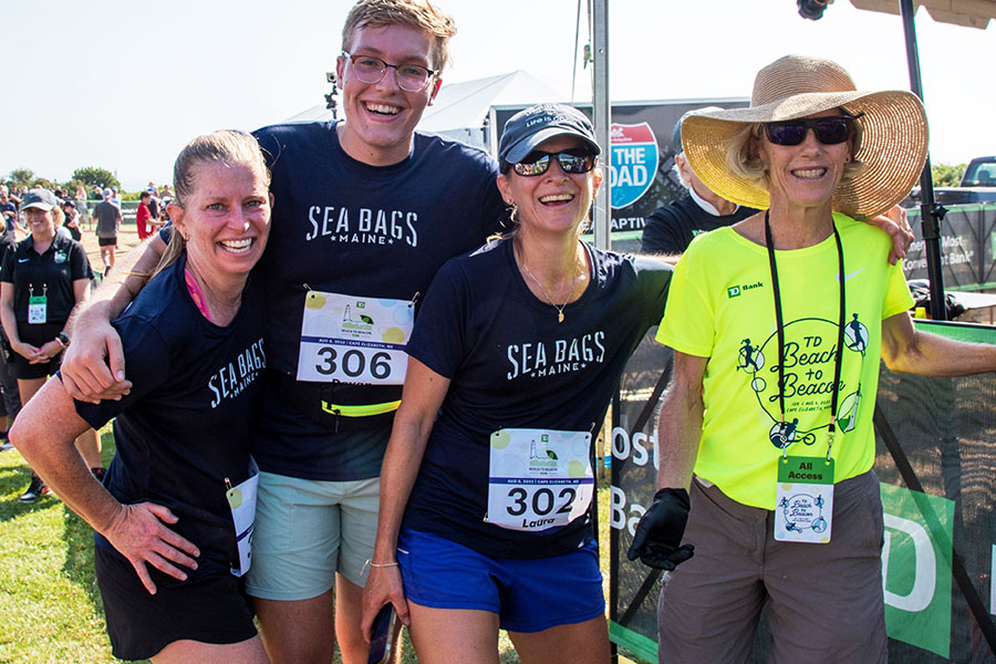 Sea Bags on race day at the TD Beach to Beacon 10K with Joan Benoit Samuelson