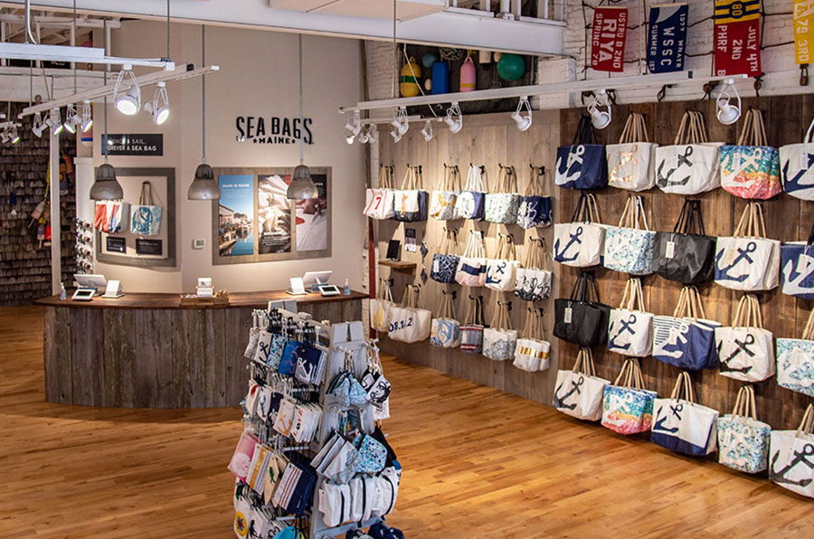 Sea Bags Flagship Store on Commercial Street in Portland Maine