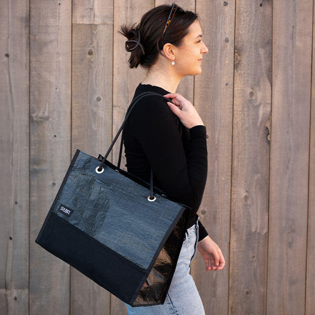 Woman carrying New Shoreline Shopper Tote