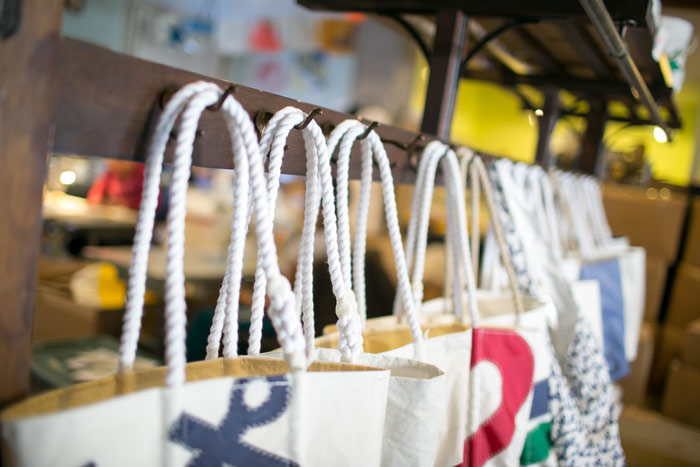 Sea Bags Totes hanging in a retail store