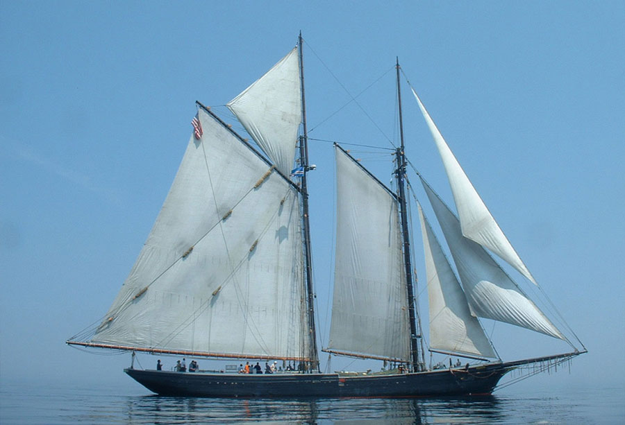 The Ernestina-Morrissey sailing in ocean