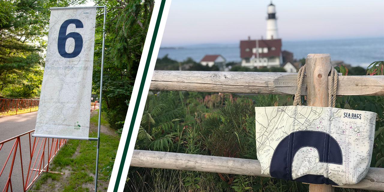 Recycled Sail Beach to Beacon Mile Markers Handcrafted into Totes