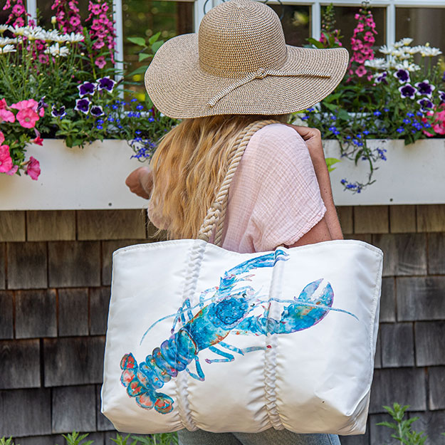 Woman carrying Watercolor Lobster Tote