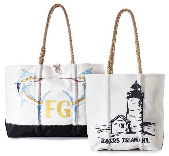 Sea Bags, Recycled Sail Cloth Custom Name Boat Tote