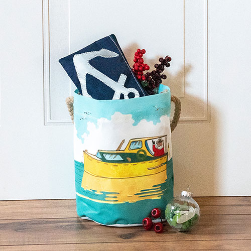 Recycled Sail Cloth Holiday Bucket Bag as Gift Baskets