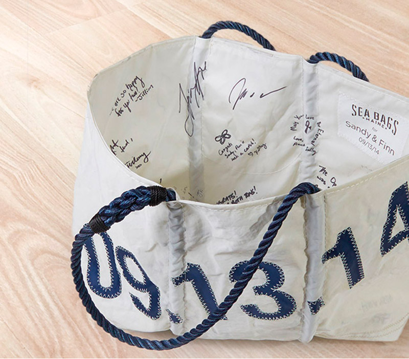 Sea Bags Recycled Sail Cloth Custom Last Name Guest Book Tote Large