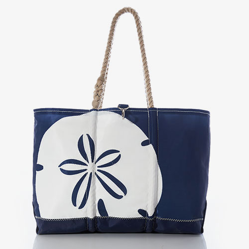 White on Navy Sand Dollar Ogunquit Beach Totee
