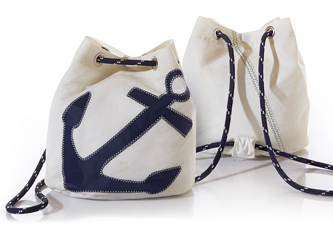 Navy Anchor Convertible Bucket Bag