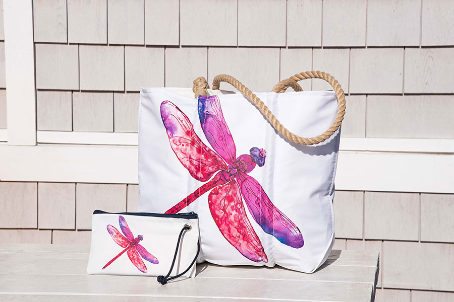 Cure Collection Watercolor Dragonfly Tote and Wristlet