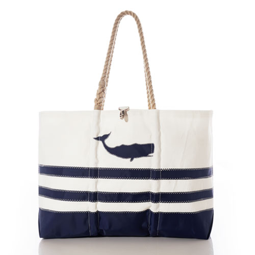 Shop Whale Stripe Ogunquit Beach Tote