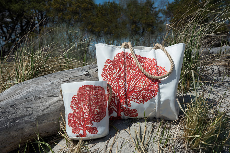 Sea Bags Coral Collection - Tote Wristlet and Bucket