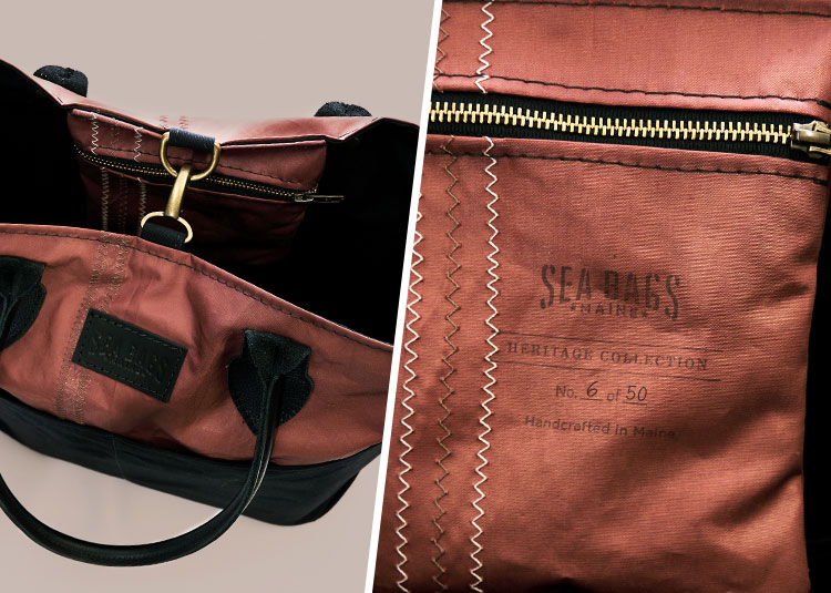 Heritage Market Tote interior with numbered pocket