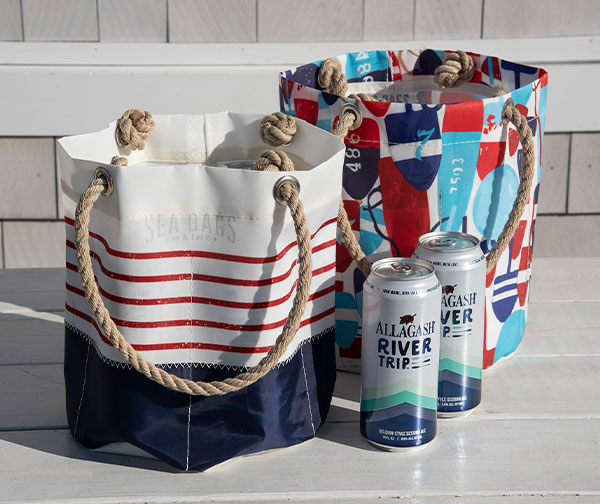 Sea Bags  Red Mariner Stripe Beverage Bucket Bag