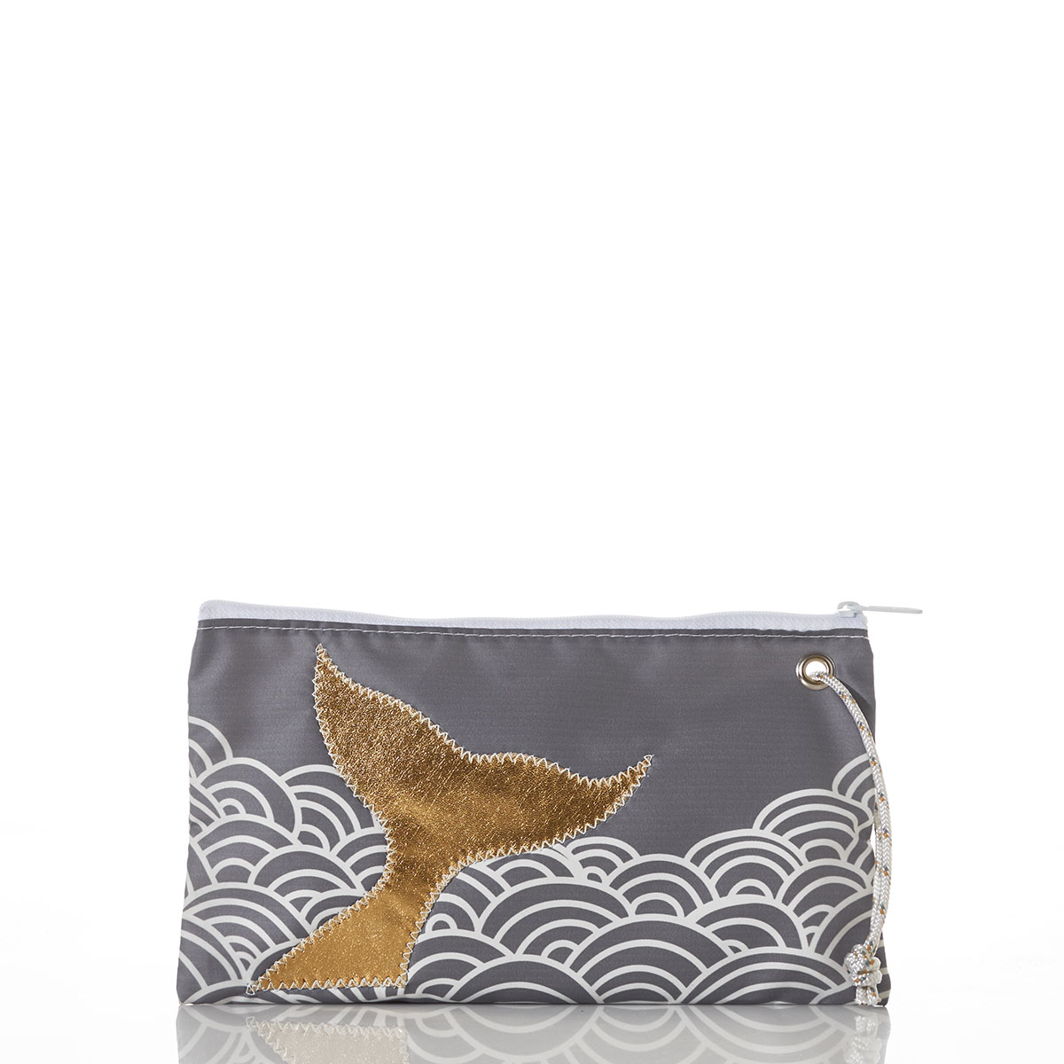 Gold Mermaid Tail and Waves Large Wristlet