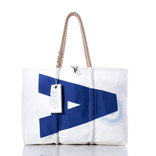 Vintage Blue A Large Tote