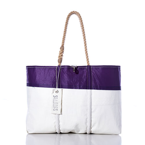 Vintage Purple and White Large Tote