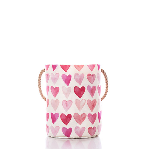 Watercolor Hearts Bucket Bag
