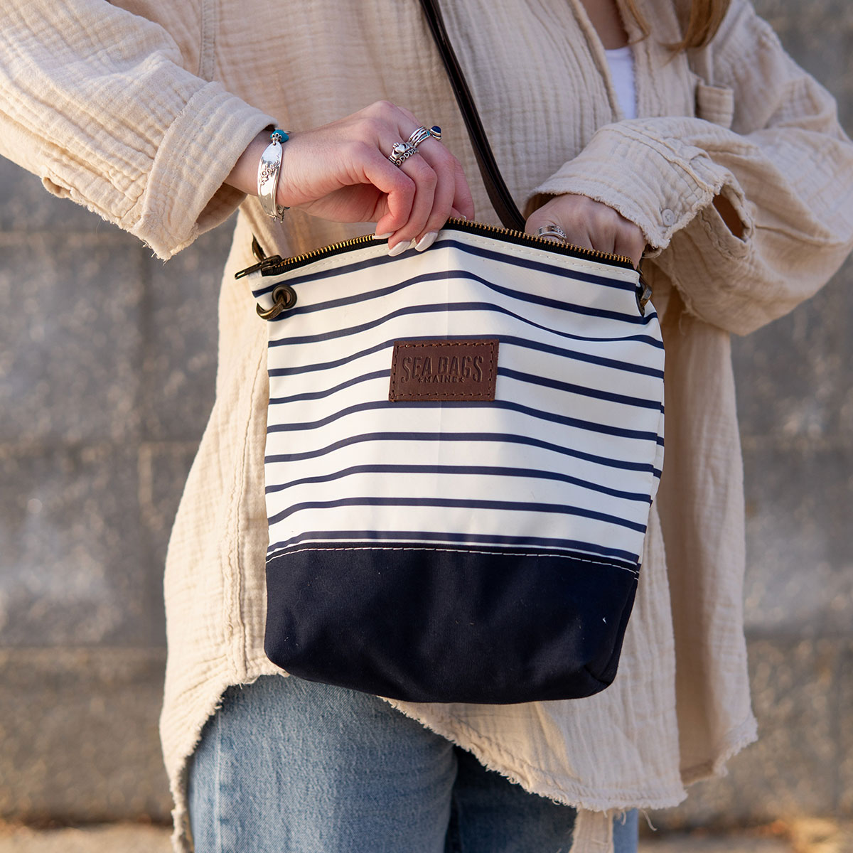 Navy Mariner Stripe Chebeague Crossbody Bag