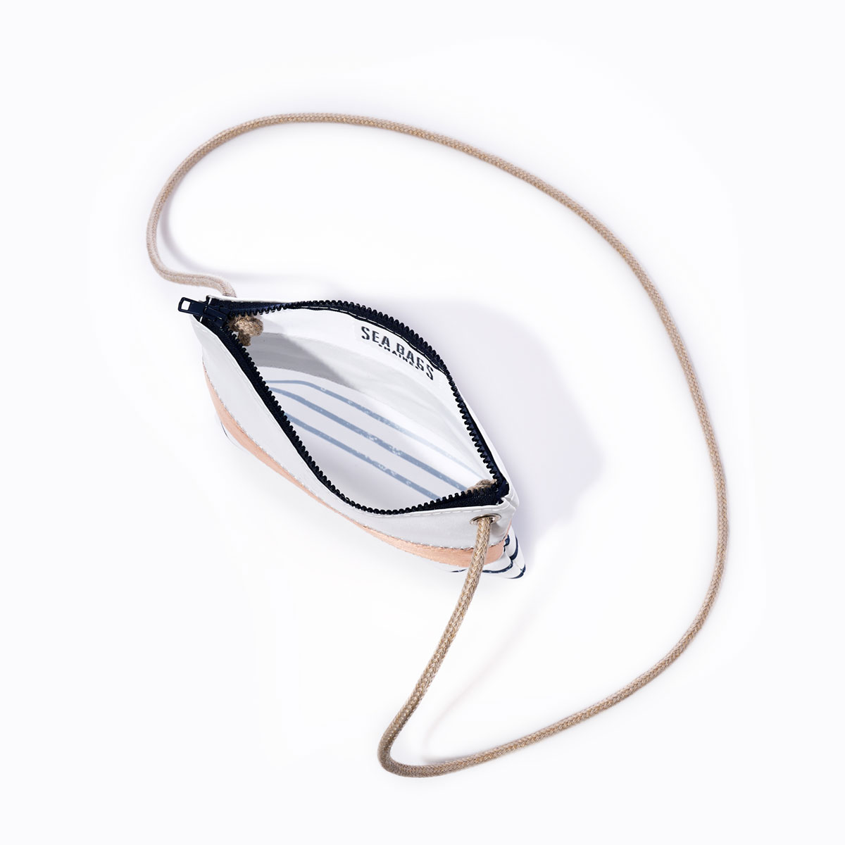 Rose Gold-on-Navy Mariner Stripe Slim Crossbody Bag