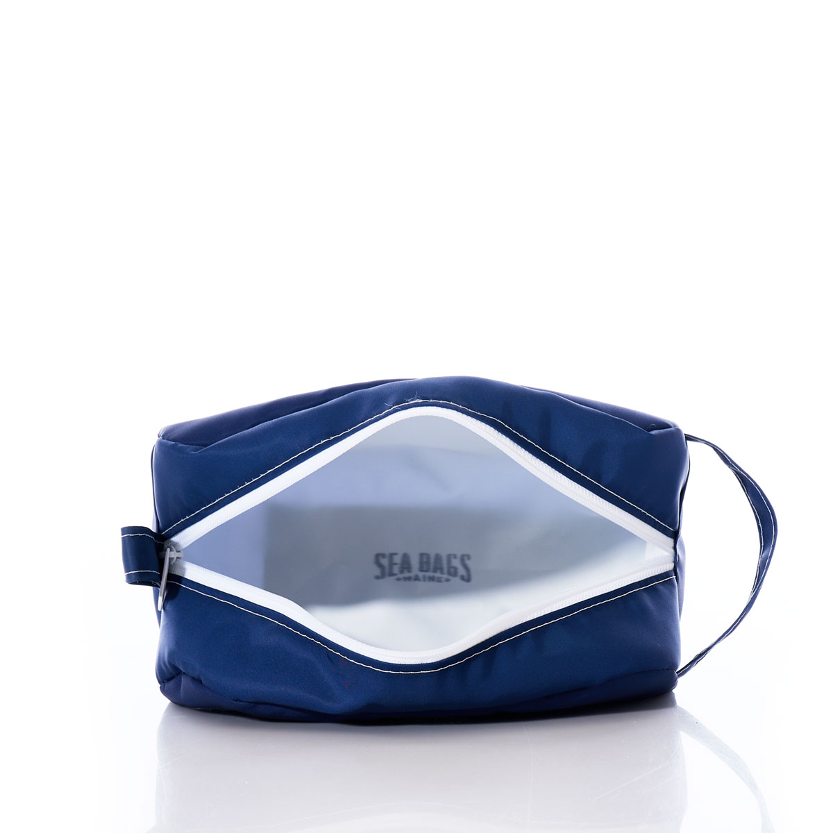 White-on-Navy Anchor Toiletry Bag