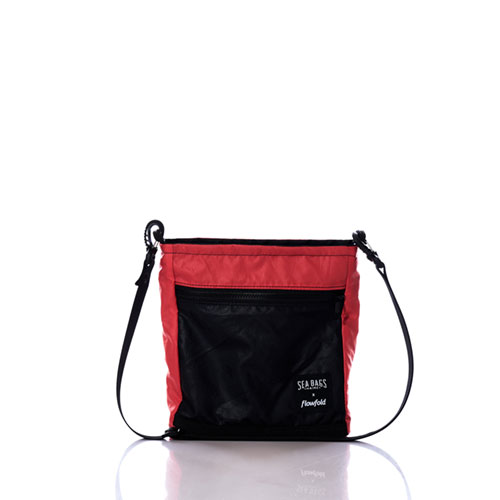 Vintage Black and Red-Orange Small Voyager Crew Crossbody
