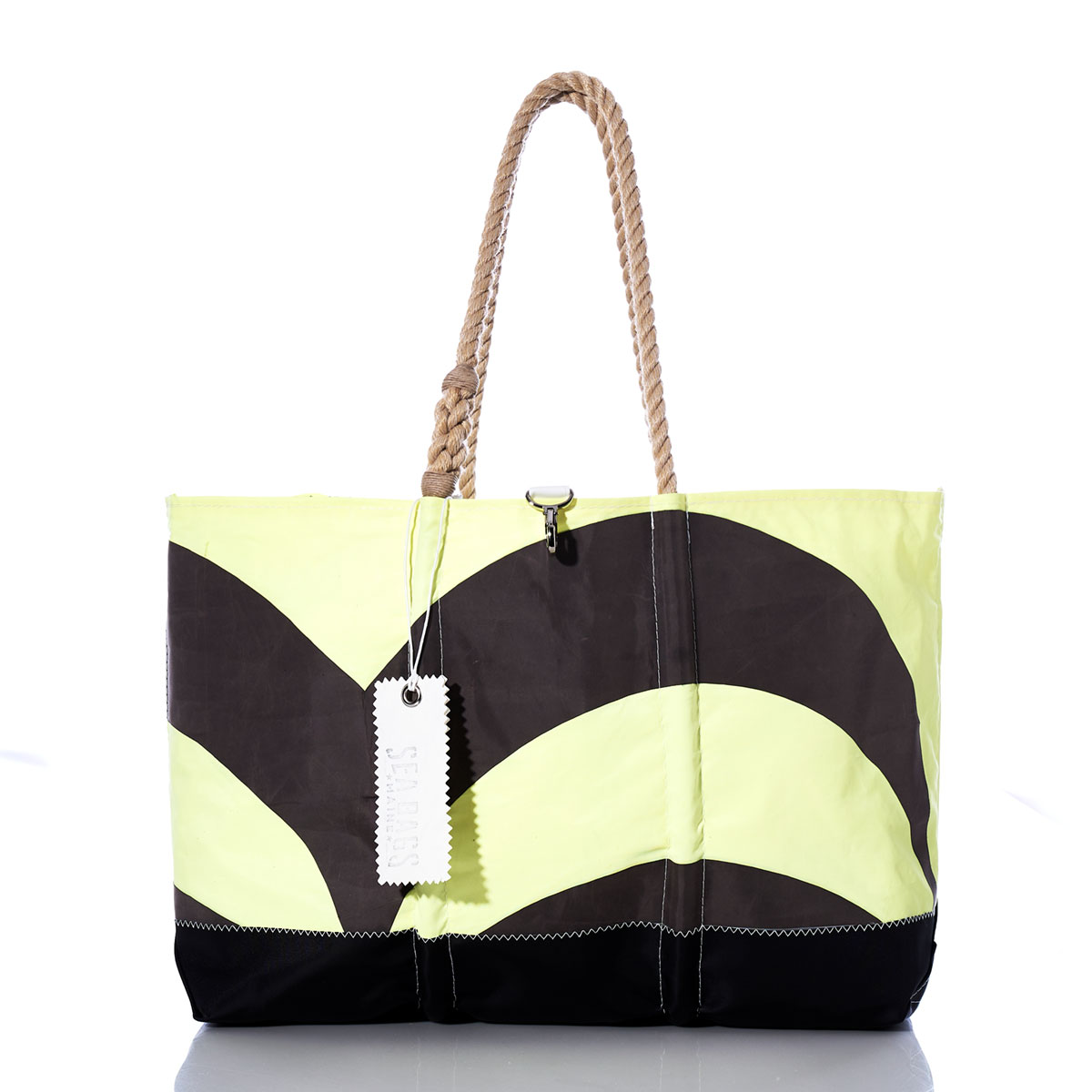 Vintage Black Waves on Neon Ogunquit Beach Tote