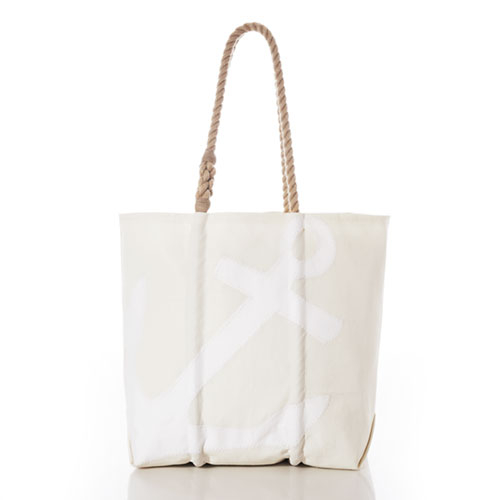 White on White Anchor Medium Tote