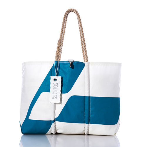 Vintage Teal Graphic Large Tote