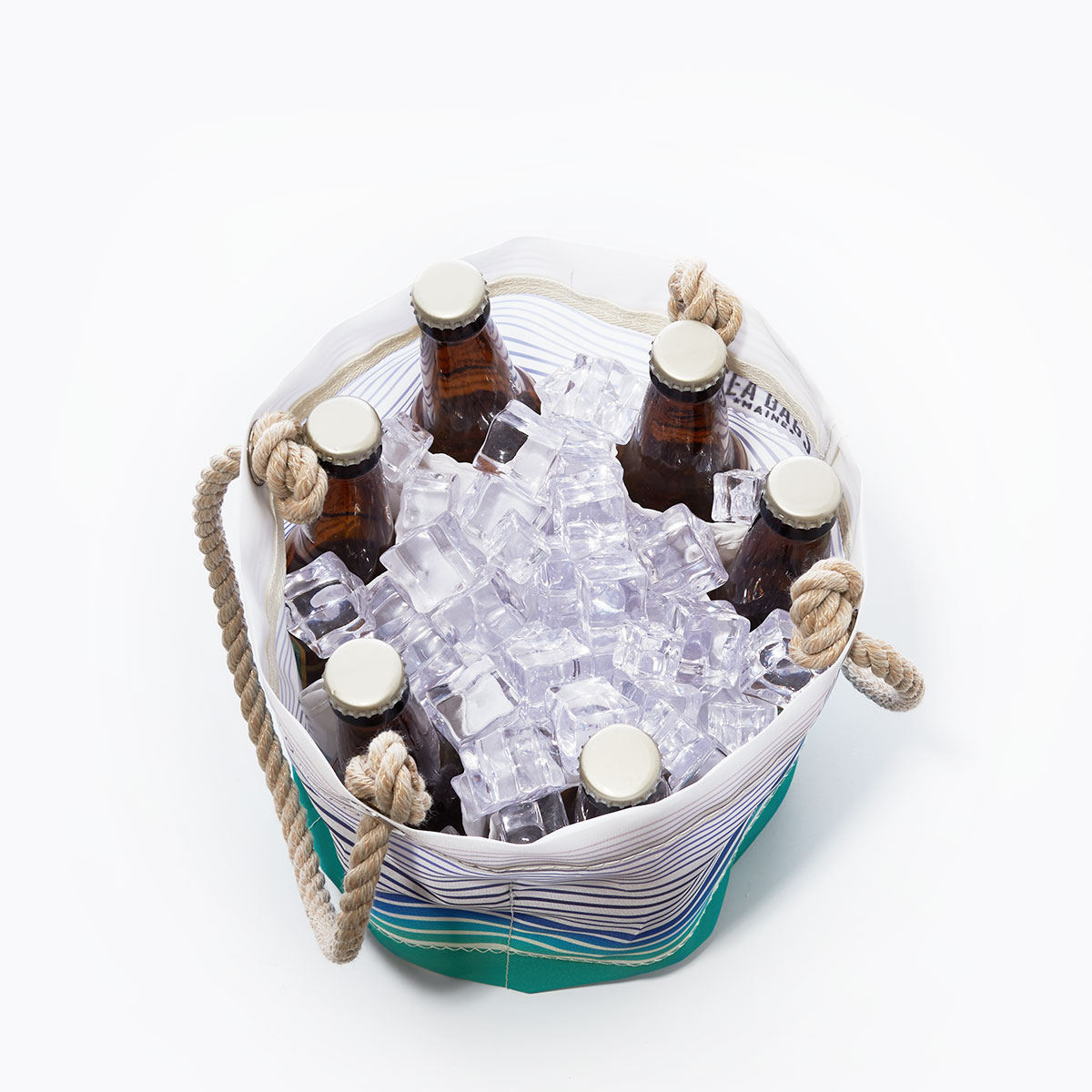 filled beverage bucket with ice and bottles