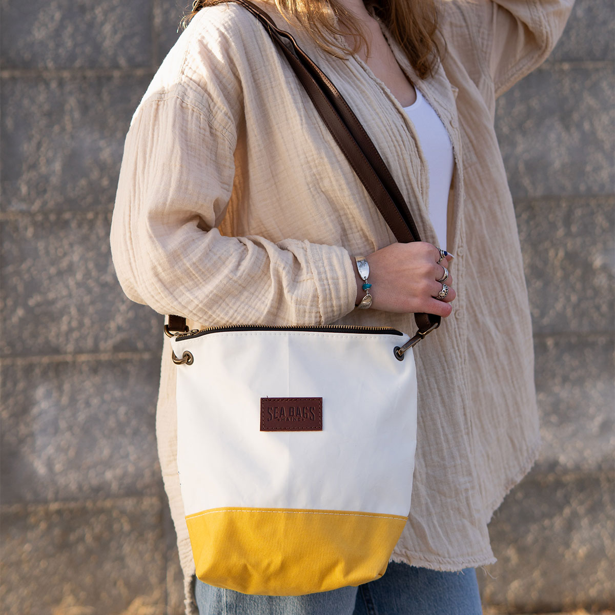 Sea Bags handbag golden yellow crossbody bag recycled sail purse