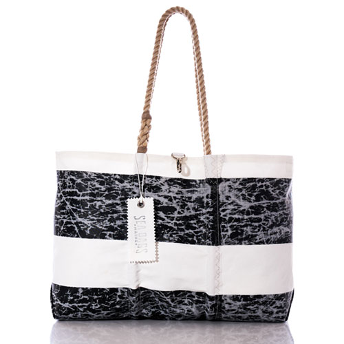 Vintage Black Stripe Large Tote